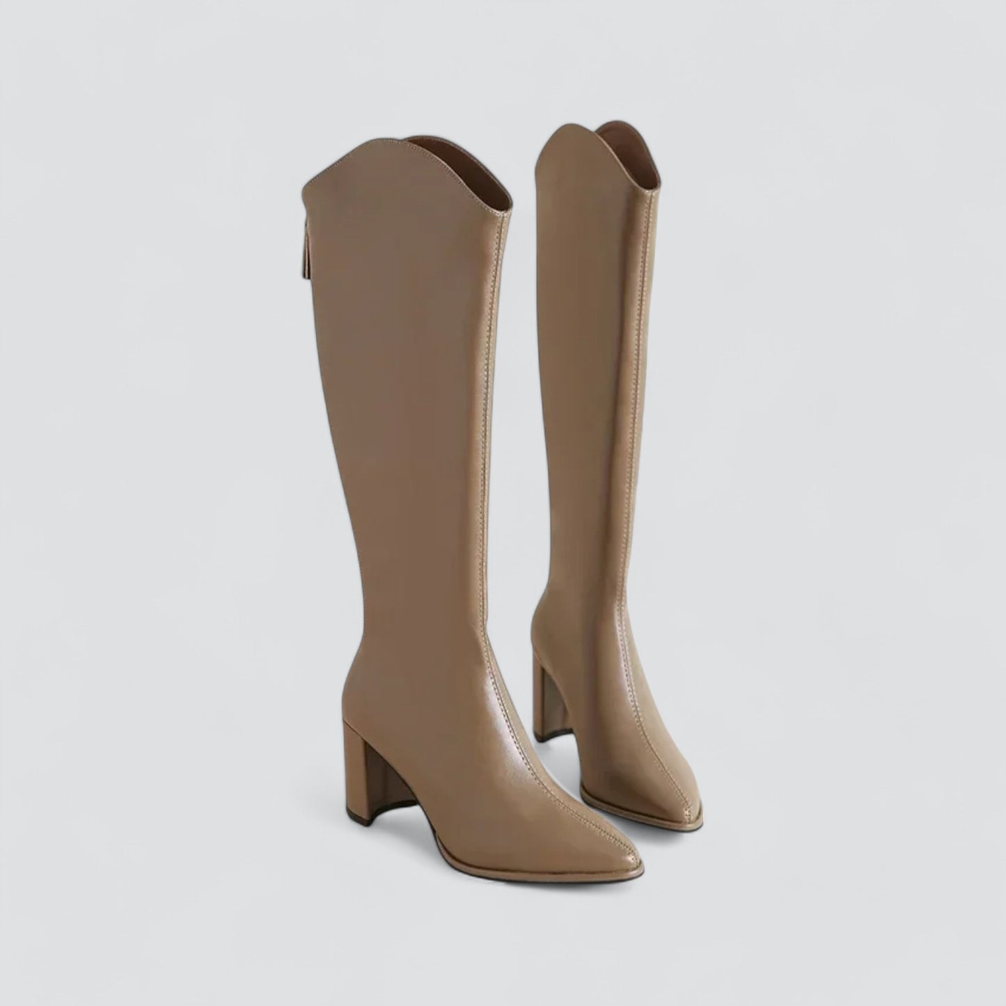 Women's Leather Knee High Boots | Block Heel